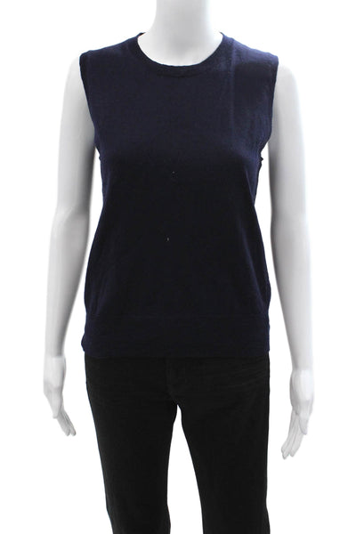 J Crew Womens Basic Merino Wool Dark Blue Crew Neck Sleeveless Tank Size M