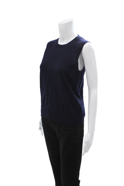 J Crew Womens Basic Merino Wool Dark Blue Crew Neck Sleeveless Tank Size M
