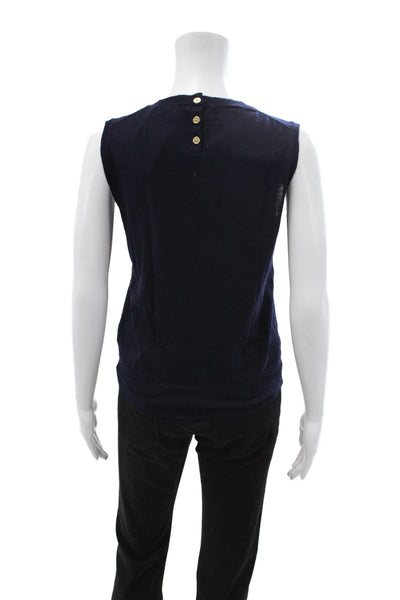 J Crew Womens Basic Merino Wool Dark Blue Crew Neck Sleeveless Tank Size M