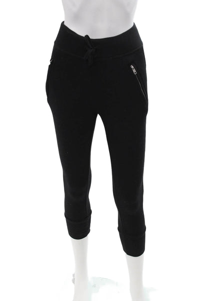 Sincerely Jules Women Cropped Jogger Sweatpants Black Cotton Size 2XS