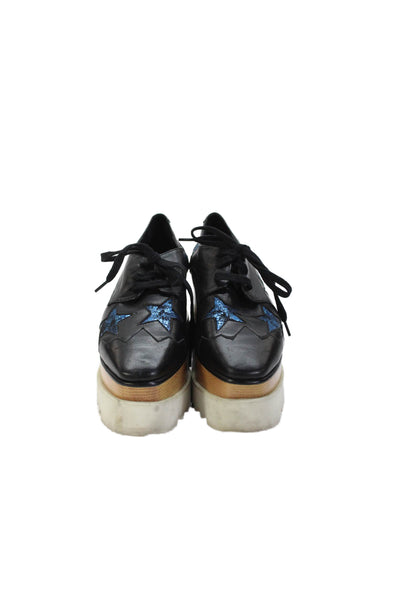 Stella McCartney Womens Leather Stars Print Oxford Heels Black Size 36 6