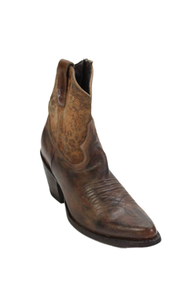 Old Gringo Womens Leather Animal Print Cowboy Ankle Boots Brown Size 6.5 B