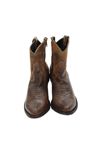 Old Gringo Womens Leather Animal Print Cowboy Ankle Boots Brown Size 6.5 B