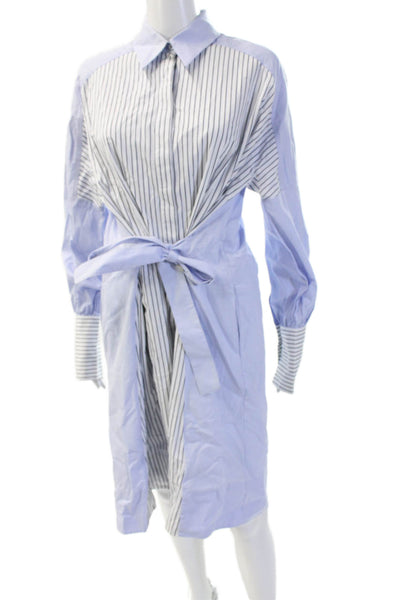 Victoria Victoria Beckham Womens Shirt Dress Light Blue Striped Cotton Size 6