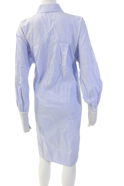 Victoria Victoria Beckham Womens Shirt Dress Light Blue Striped Cotton Size 6