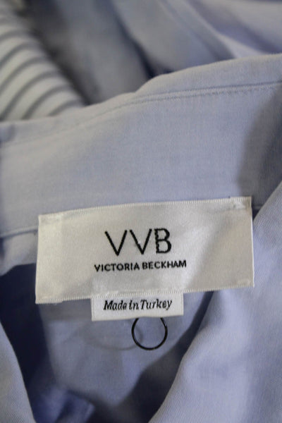 Victoria Victoria Beckham Womens Shirt Dress Light Blue Striped Cotton Size 6