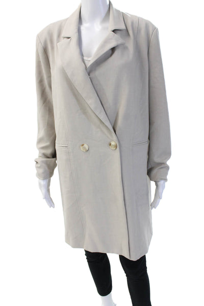 4th Reckless Women Beige Overcoat Button Long Sleeve Polyester Size 8 Tall