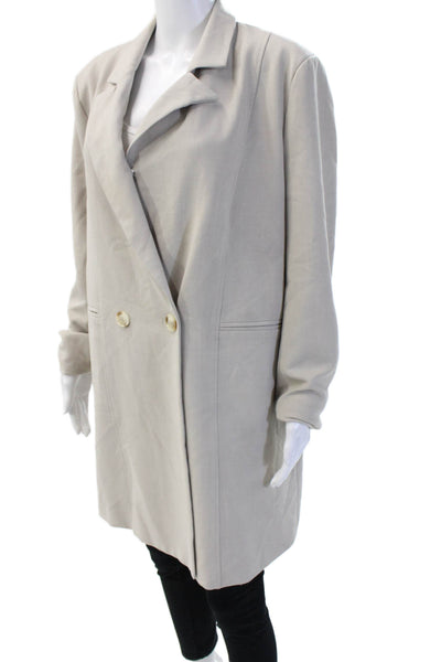 4th Reckless Women Beige Overcoat Button Long Sleeve Polyester Size 8 Tall