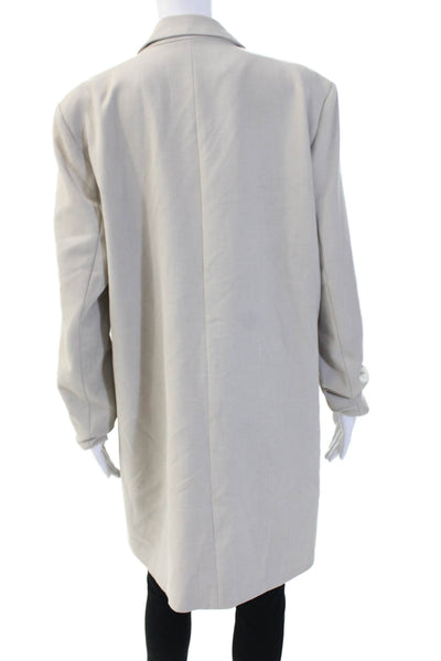 4th Reckless Women Beige Overcoat Button Long Sleeve Polyester Size 8 Tall