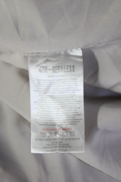 4th Reckless Women Beige Overcoat Button Long Sleeve Polyester Size 8 Tall