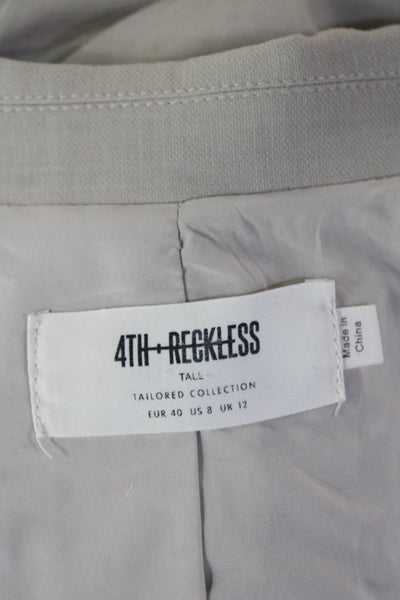 4th Reckless Women Beige Overcoat Button Long Sleeve Polyester Size 8 Tall