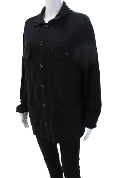 MNG Unisex Black Collared Army Button Long Sleeve Polyester Jacket Size L