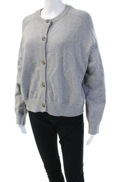MNG Women Cardigan Gray Crew Neck Button Long Sleeve Size XL
