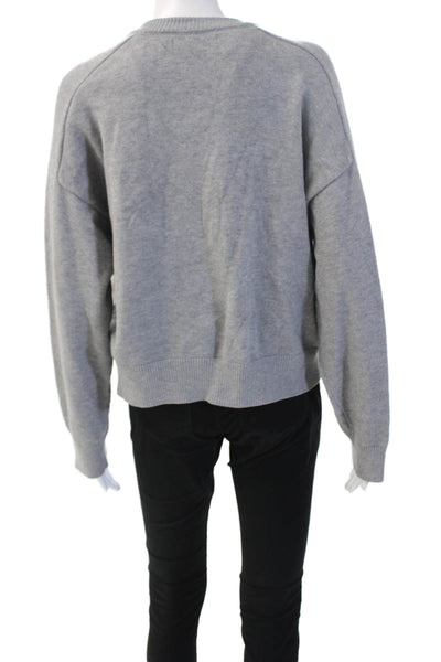 MNG Women Cardigan Gray Crew Neck Button Long Sleeve Size XL