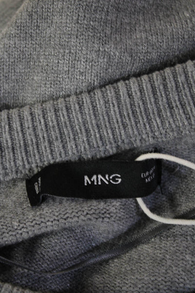 MNG Women Cardigan Gray Crew Neck Button Long Sleeve Size XL