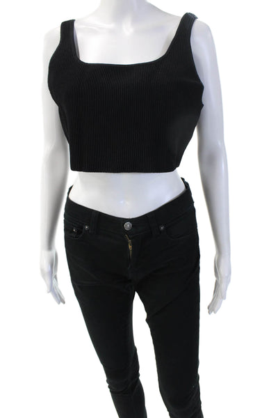 Babaton Womens Cropped Tank Square Neck Black Size XL