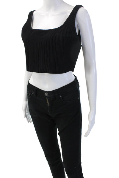 Babaton Womens Cropped Tank Square Neck Black Size XL