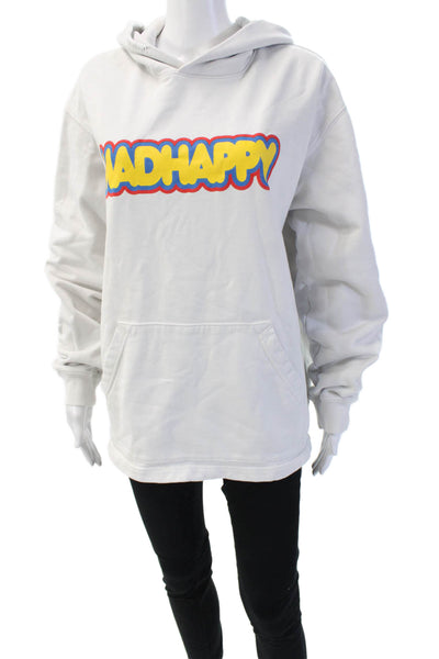 Madhappy Unisex Pullover Hoodie White 100% Cotton Graphic Drawstring 90s Size M