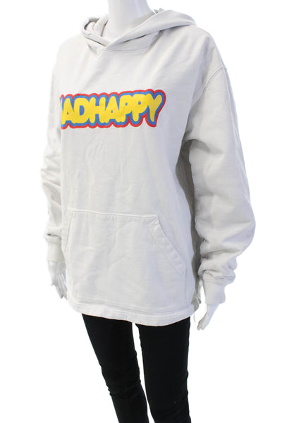 Madhappy Unisex Pullover Hoodie White 100% Cotton Graphic Drawstring 90s Size M