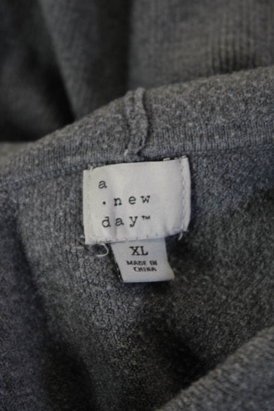 A New Day Womens Pullover Hoodie Gray Drawstring Long Sleeve Size XL