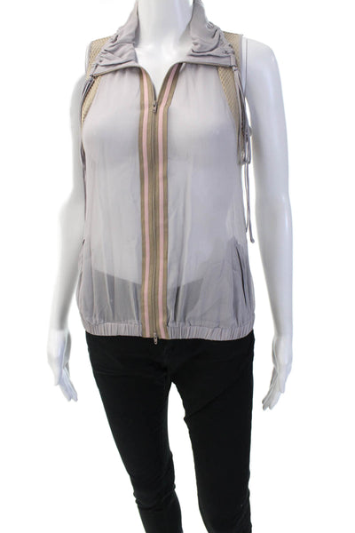 Jorya Women Windbreaker Vest Gray High Neck Zip Front Polyester Blend Size 6