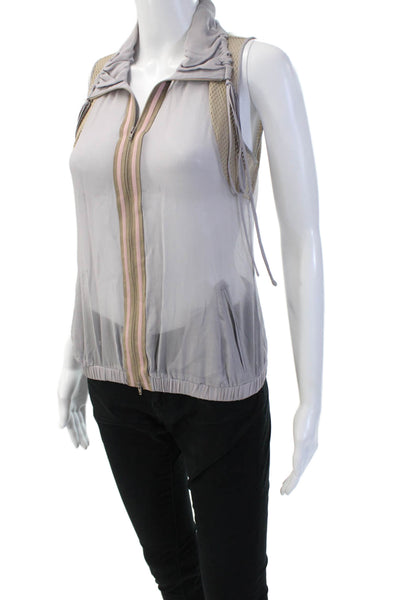 Jorya Women Windbreaker Vest Gray High Neck Zip Front Polyester Blend Size 6