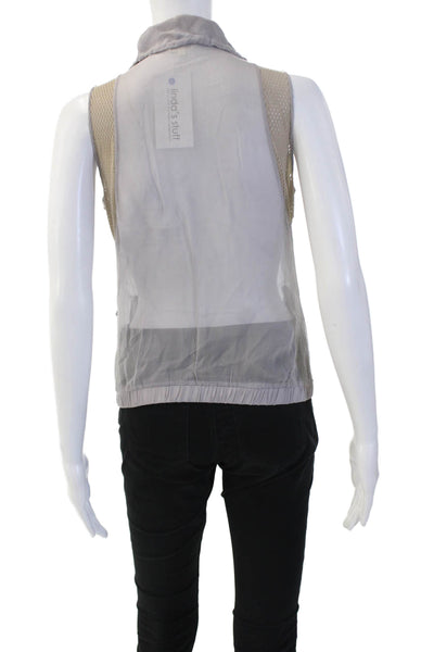 Jorya Women Windbreaker Vest Gray High Neck Zip Front Polyester Blend Size 6