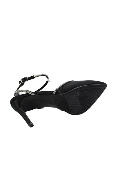 BCBGeneration Womens Satin Jeweled Slingbacks Pumps Black Size 8