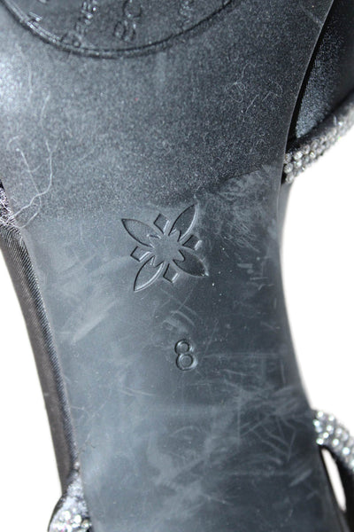BCBGeneration Womens Satin Jeweled Slingbacks Pumps Black Size 8