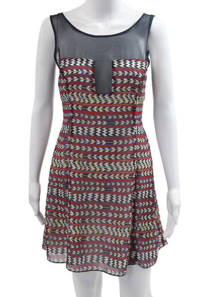 Mara Hoffman Women Black A-Line Mini Dress Geometric Sleeveless Size 0