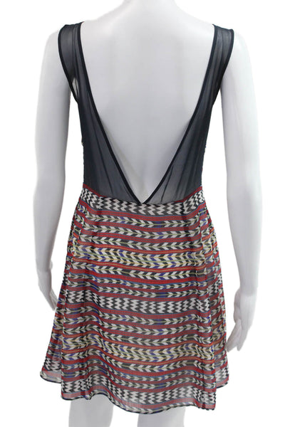 Mara Hoffman Women Black A-Line Mini Dress Geometric Sleeveless Size 0