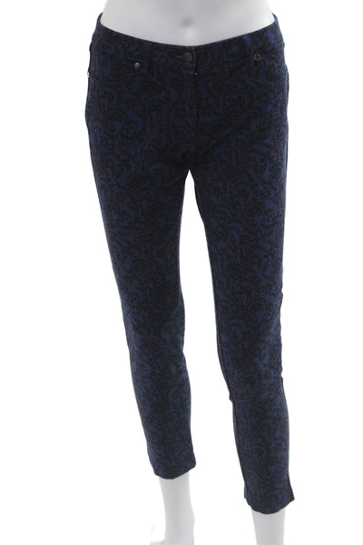 J. Mclaughlin Womens Cropped Ankle Floral Dark Blue Pants Size 4