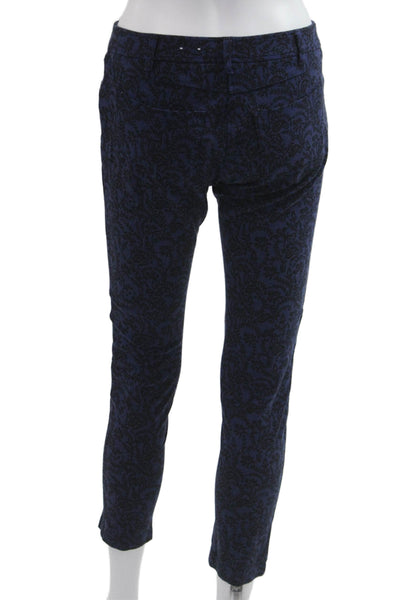 J. Mclaughlin Womens Cropped Ankle Floral Dark Blue Pants Size 4