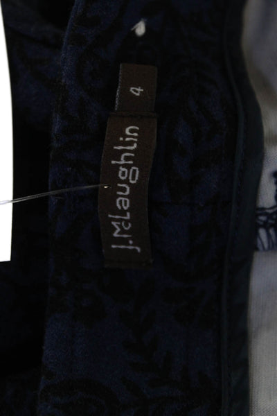 J. Mclaughlin Womens Cropped Ankle Floral Dark Blue Pants Size 4