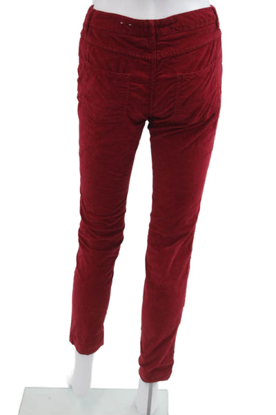 J. Mclaughlin Women Cropped Ankle Pants Red Button 98% Cotton Size 2