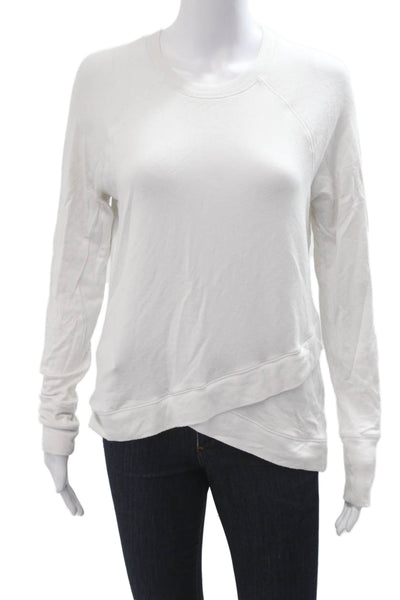 Athleta Womens Pullover Sweatshirt White Modal Stretch Long Sleeve Crew Size S