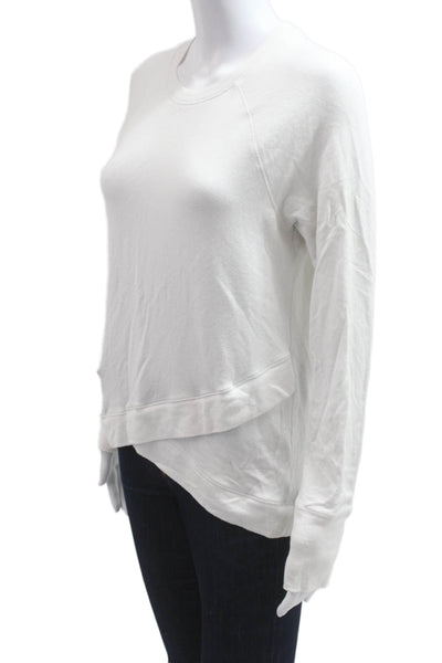 Athleta Womens Pullover Sweatshirt White Modal Stretch Long Sleeve Crew Size S
