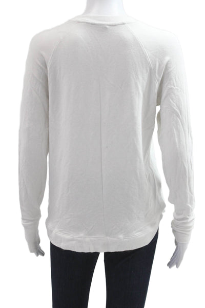 Athleta Womens Pullover Sweatshirt White Modal Stretch Long Sleeve Crew Size S