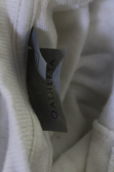 Athleta Womens Pullover Sweatshirt White Modal Stretch Long Sleeve Crew Size S