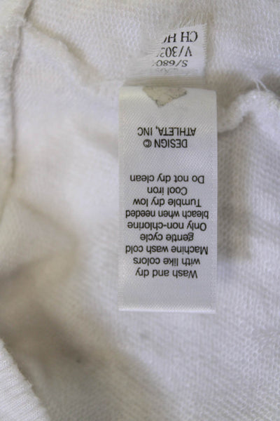 Athleta Womens Pullover Sweatshirt White Modal Stretch Long Sleeve Crew Size S