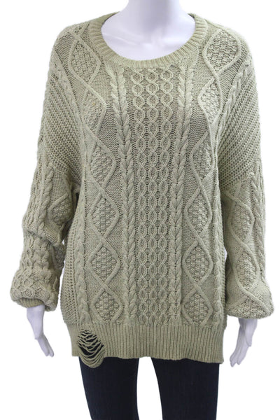 NSF Womens Pullover Sweaters Green Crew Neck 60% Cotton 40% Acrylic Size PP