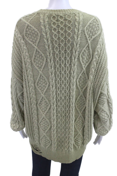 NSF Womens Pullover Sweaters Green Crew Neck 60% Cotton 40% Acrylic Size PP