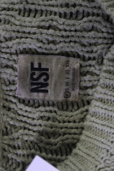 NSF Womens Pullover Sweaters Green Crew Neck 60% Cotton 40% Acrylic Size PP