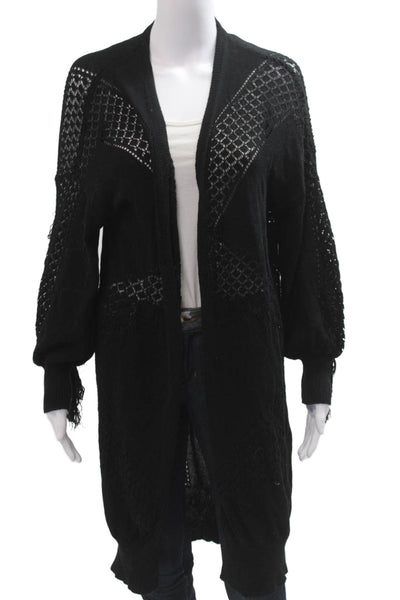 BCBG Max Azria Women Cardigan Black Bohemian Long Sleeve Size S