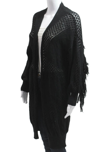 BCBG Max Azria Women Cardigan Black Bohemian Long Sleeve Size S