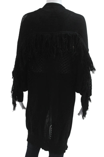 BCBG Max Azria Women Cardigan Black Bohemian Long Sleeve Size S