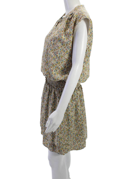Bishop and Young Womens Blouson Floral Midi Dress Beige Sleeveless Size L