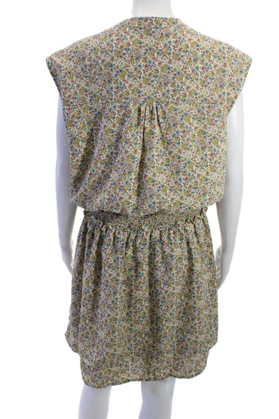 Bishop and Young Womens Blouson Floral Midi Dress Beige Sleeveless Size L