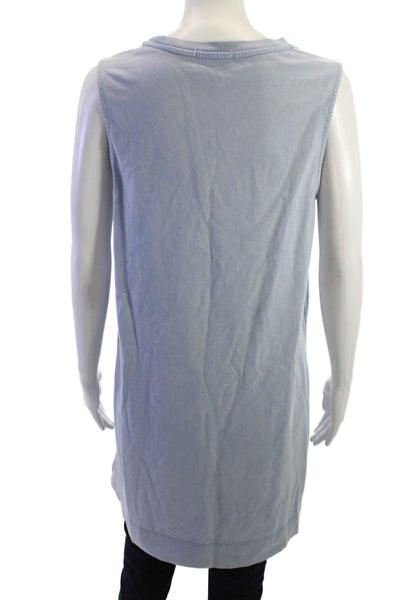 Z Supply Womens Tank Dress Light Blue Sleeveless Cotton Crew Neck Size M