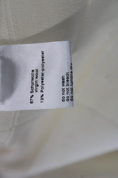 Akris Women Sleeveless Geometric Crew Neck Tank Beige Wool Blend Size M